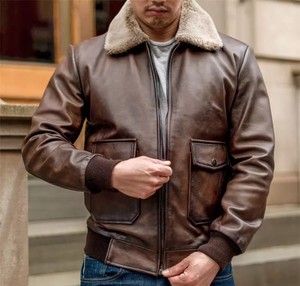 Veste en cuir de peau de vache véritable de haute qualité usine directe grande taille fermeture éclair respirant hiver mode manteau pour hommes - Product Image 1