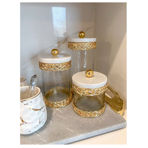 Thiết kế mới tùy chỉnh kim loại chất lượng cao hiện đại trang trí nội thất tùy chỉnh Canister thực phẩm lưu trữ <span class=keywords><strong>container</strong></span> - Product Image 3