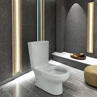 WC à poser au sol en céramique moderne turque à double chasse, allongé, deux pièces, réservoir gris, chasse d'eau par siphon, garantie 5 ans