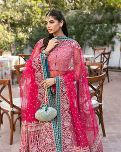 Lehenga Choli Anarkali pakistanais de luxe pour femmes avec broderie de style nuptial et travail de pierres, manches longues, maxi robe de soirée - Product Image 4