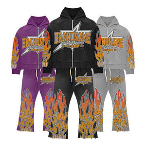 Streetwear unisexe avec logo personnalisé survêtement à capuche de couleur unie survêtement de jogging ensembles de jogging de sport 100% coton - Product Image 1