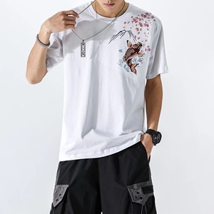 Camiseta Deportiva para Hombre, 100% Algodón, Cuello Redondo, Logotipo Bordado Personalizado, Diseño de Impresión Digital, Tejido Grueso, 2025 - Product Image 1