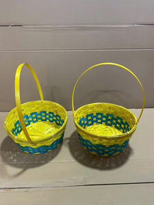 Traditional Style Handicraft Woven Bamboo <b>Basket</b> Painted Small Handle for Easter Egg Hunt <b>Picnic</b> Parties Birthday Decorations - Product Image 2