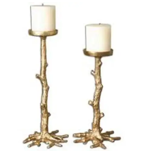 El más nuevo diseño hecho a mano portavelas acabado dorado decorativo diseño de árbol de alta calidad vidrio Metal aluminio Pilar vela tarro - Product Image 1