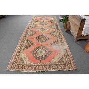 พรมตุรกีแท้สีแดงสีเบจ4.8 x 12.2ft พื้นที่ขนาดใหญ่แบบนามธรรมทำด้วยผ้าขนสัตว์สำหรับวัยรุ่นความหนา10มม. สำหรับห้องโถง - Product Image 1