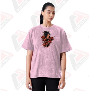 T-shirt élégant délavé à l'acide pour femmes Design tendance et confortable avec appliques écologiques pour l'été en velours côtelé batik denim - Product Image 4