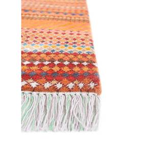 Manchaha Geometric Pattern Hand Knotted Wool & Bamboo <b>Silk</b> Rug <b>Red</b> & Orange-For Home Use Les-2267 - Product Image 4