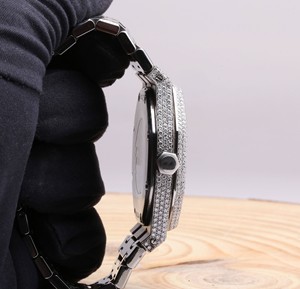 Reloj de Cuarzo con Diamante Moissanite VVS de 41 mm, Esfera de Cristal de Moda en Tono Rosa y Blanco, Reloj de Lujo - Product Image 6