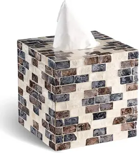 กล่องทิชชู่ประดับมุกทรงสี่เหลี่ยมผืนผ้าลายปักหรูหราทันสมัยที่ใส่กระดาษที่ใส่ของตกแต่งห้องน้ำ Sontracraft ทำแบรนด์ - Product Image 1