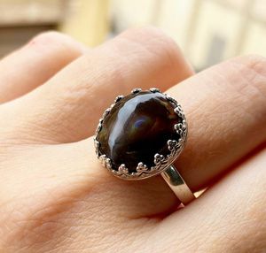 Anillo giratorio de forma ovalada de piedra lunar arcoíris de 10x12mm, banda de plata 925 de calidad con chapado en rodio, bonito regalo para fiesta, tamaño de EE. UU. 5-26 - Product Image 3