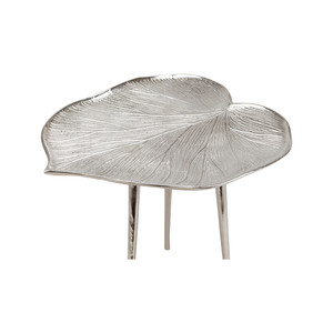 Juego de mesa auxiliar de aluminio de lujo, mesa plegable de Metal con diseño de hoja fundida hecha a mano con tapa Ovalada para muebles de sala de estar y dormitorio - Product Image 5