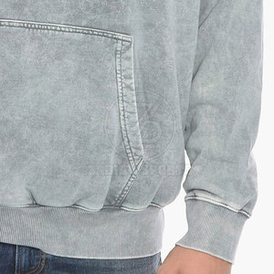 Sudadera con capucha de ajuste relajado para hombres con tela de lavado ácido desgastada Sudadera con capucha básica de estilo urbano con apariencia de lavado ácido - Product Image 6