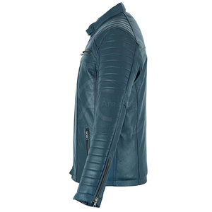 Veste en cuir sur mesure, couleur unie, veste en cuir pour homme, streetwear, veste en cuir pour homme - Product Image 3