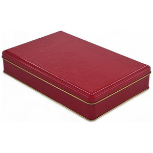 Caja de Regalo Rectangular Roja Mate de Diseño Personalizado Impreso de 135x190x45 mm, Caja de Estaño de Grado Alimenticio - Product Image 1