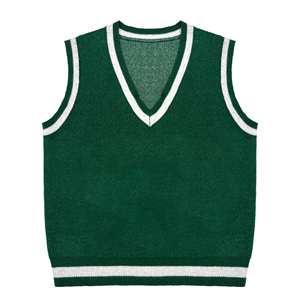 Logo personnalisé OEM Jacquard Lettres Tricoté Pull Pull Gilet Uniforme Scolaire Tricots Sans Manches Col V Hommes Pull Gilet en Tricot - Product Image 1