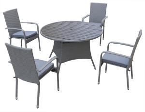 Meubles de jardin en rotin PE, TABLE ronde 100CM (avec 04 chaises) - Product Image 3