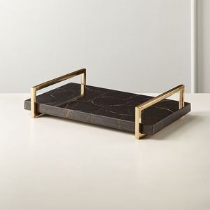 Bandeja de botes y bloques de cortar con borde dorado de lujo personalizada de mármol, diseño creativo con borde de tapa de latón decorativo - Product Image 4