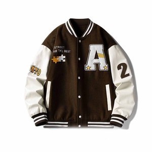 Couleur marron corps laine cuir manches sur mesure chenille logo Offre Spéciale reglan manches american lettermen varsity veste - Product Image 1
