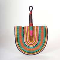 Éventails muraux innovants en forme de jonc de mer Éventail africain naturel écologique en paille colorée avec impression de nom de marque personnalisée