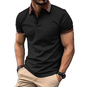 Chemise Homme Blanche en Polyester Imprimée à Manches Courtes, Couleur Unie, Décontractée, Respirante, Coupe Droite avec Col et Poignets Rayés - Product Image 2