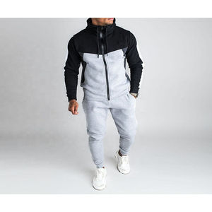 2025 OEM Venta caliente Moda personalizada Hombres Joggers Conjunto de dos piezas Bloque de color Chaqueta con capucha para los hombres Chándal - Product Image 3