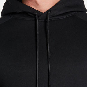 Wholesale High Quality Slim Fit Gym Hoodies for Men Customized Drawstrings Soft Quick Black 100% Cotton Silk Screen Printing - Product Image 4