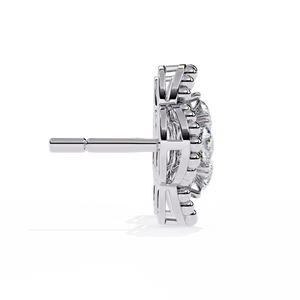 Boucles d'oreilles clous uniques en or 18 carats avec diamant de laboratoire, or rose, blanc et jaune, pour mariage ou fiançailles - Product Image 2