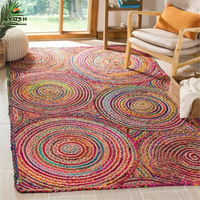 Tapis d'intérieur 8x10 fait main en jute, coton et denim, antidérapant, écologique, adapté aux animaux domestiques, lavable, tressé et rembourré sur mesure