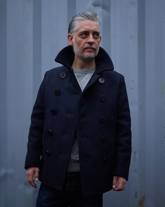 Cappotto Lungo Invernale Classico Plus Size in Lana Nera Vintage Stile Marina Militare USA, Doppio Petto, Caldo, Asciugatura Rapida, in Corduroy - Product Image 4