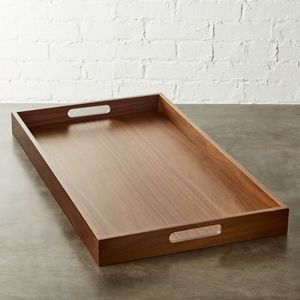 Bandeja de servicio de madera con patrón triangular para el hogar, bandeja de madera con forma octogonal con mango para utensilios de cocina y vajilla - Product Image 6
