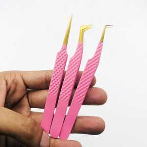 แหนบต่อขนตาสแตนเลสปลายแหลมปลายเรียบด้ามจับเพชรพร้อมปลายเส้นใยออกแบบได้ตามต้องการ - Product Image 2