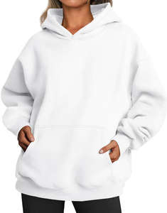 Sweats en molleton de coton de haute qualité chandails à manches longues pull tenues d'automne avec poche sweats à capuche surdimensionnés pour femmes - Product Image 3