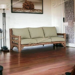 Juego de muebles de sofá de mimbre tejido a mano de bambú Natural de lujo hecho a mano de madera para el hogar, jardín, sala de estar, función de decoración - Product Image 1