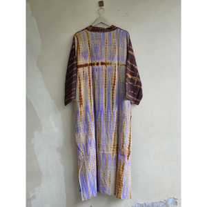 Kimono con cuello en V y cinturón, estilo tie-dye, corte regular, manga tres cuartos, largo maxi, para cubrir el traje de baño, de secado rápido, 1 pieza - Product Image 4