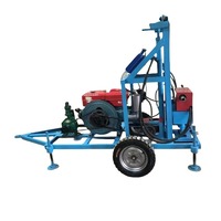 Foreuse de puits d'eau robuste à moteur diesel avec pompe et moteur pour l'exploration de forages profonds et l'irrigation, profondeur maximale 300 m