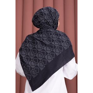 Ensemble châle jacquard bleu marine de qualité supérieure, élégant, avec écharpe, gants et chapeau - Product Image 3