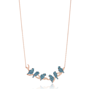 Pájaros en el árbol Branchy y turquesa piedra encanto collar venta al por mayor hecho a mano 925 joyería de plata esterlina - Product Image 1