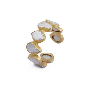 Natural Pearl Elegant Fashionable Gemstone June Birthstone Women's <b>Bangle</b> Bracelets Pearl <b>Gold</b> <b>Plated</b> Bezel Stylish <b>Bangles</b> - Product Image 2