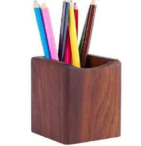 Caddy handgefertigtes Geschirr Heim Schreibtisch Stifthalter quadratische Form Holzdesign Bleistift Stationärhalter/StandTop-Anbieter