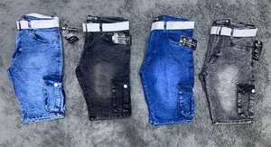 100 Percent Cotton <b>Mens</b> <b>Denim</b> Jeans <b>Shorts</b> Slim Fit Breathable Casual Style Mid Length Solid Color OEM ODM Customized Supplier - Product Image 2