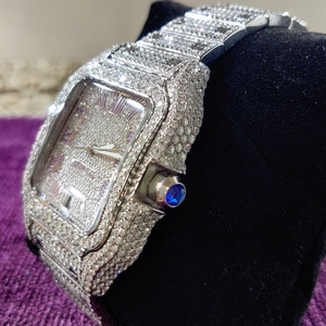 Purple Numericals Hip Hop Style Plated Diamond Studded Iced Out Watch para hombres, reloj de pulsera Diamond Watch - Product Image 3