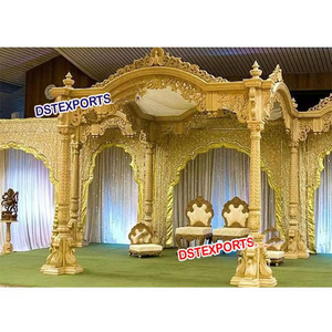 Mariage indien traditionnel en bois sculpté Mandap DST exportations fabricant acheter meilleurs prix piliers en bois Mandap Uk grands événements décor - Product Image 1