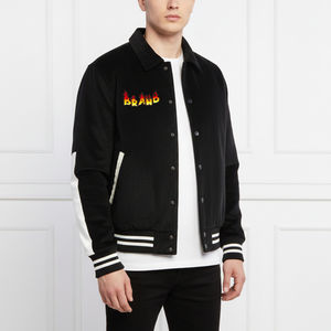 Nouvelle arrivée AFSAR SPORTS Veste universitaire en laine naturelle pour homme Logo brodé personnalisé Toile imperméable à capuche lourde - Product Image 6