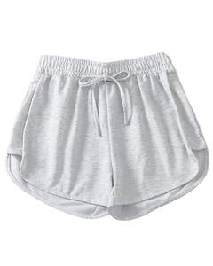 Shorts gris clair pour femmes, été, doux, léger, taille élastique, confortable, décontracté, vêtements de détente, course à pied, gym, bas de mode - Product Image 1