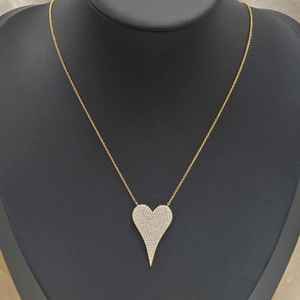 สร้อยคอจี้รูปหัวใจทรงยาวทองคำ 14K พร้อมดีไซน์หัวใจสวยงาม สร้อยคอคู่รัก ประดับเพชรเลี้ยงในห้องปฏิบัติการ - Product Image 1
