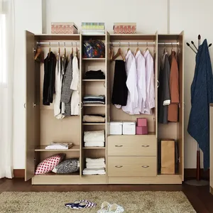 Ahorro de espacio Muebles de dormitorio Armario Organizador de almacenamiento Armario de madera de triple puerta - Product Image 6