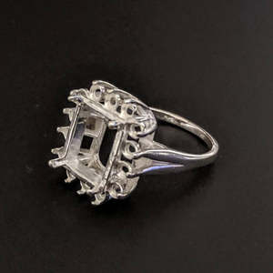 Argent Sterling 925 massif 10x8mm Rectangle Prong Setting Base vierge Semi-Mount Stone Setting Ring For Women Fine Jewelry - Product Image 1