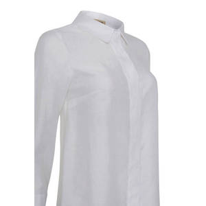 Chemise tunique en lin blanc à œillets et boutons pour femme, style bureau décontracté - Product Image 2