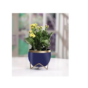 Maceta de metal de lujo decorativa de hierro de diseño moderno chapada en oro personalizable hecha con material de alta calidad - Product Image 3