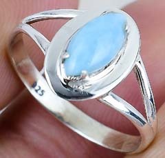 Natural Republic 925 Sterling Silver <b>Ring</b> Vintage Silver Plated Handmade Jewelry With Larimar Gemstone Bezel Setting For Parties - Product Image 3